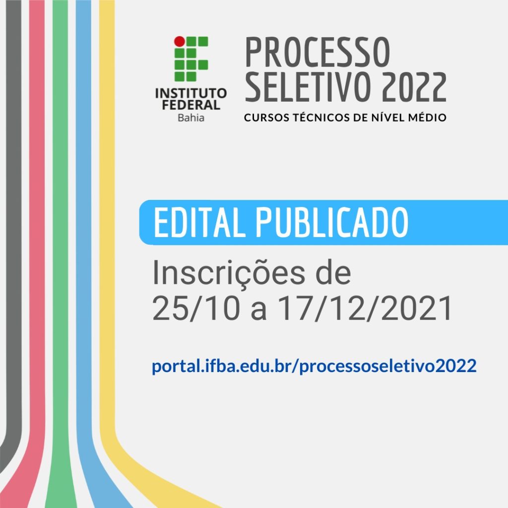 IFBA 2022: inscrição no Processo Seletivo (Cursos Técnicos